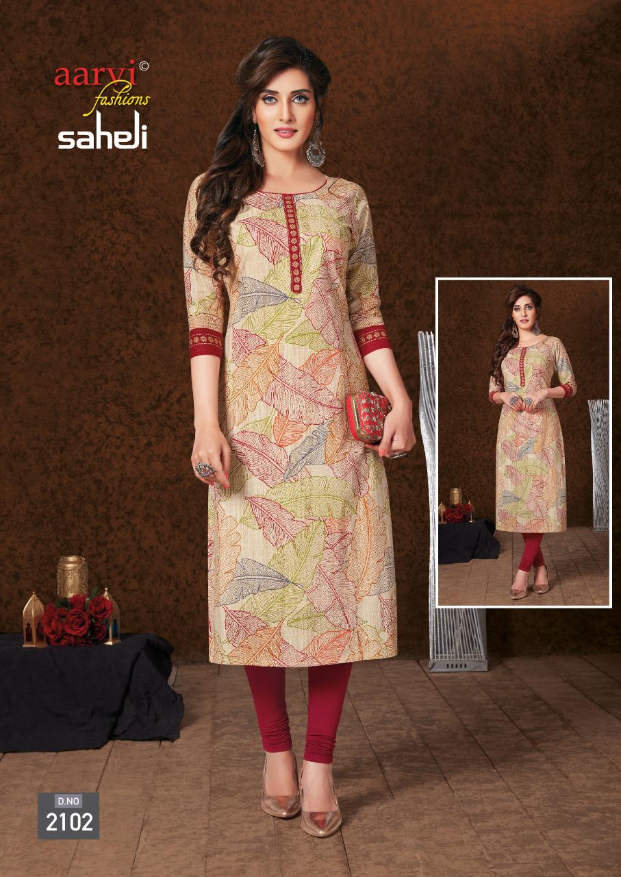 Aarvi Saheli 11 Latest Fancy Designer Cotton Printed Kurti Material